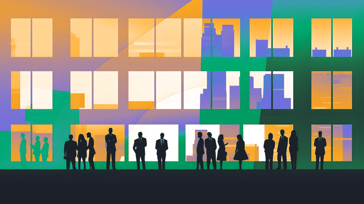 People standing in front of a building